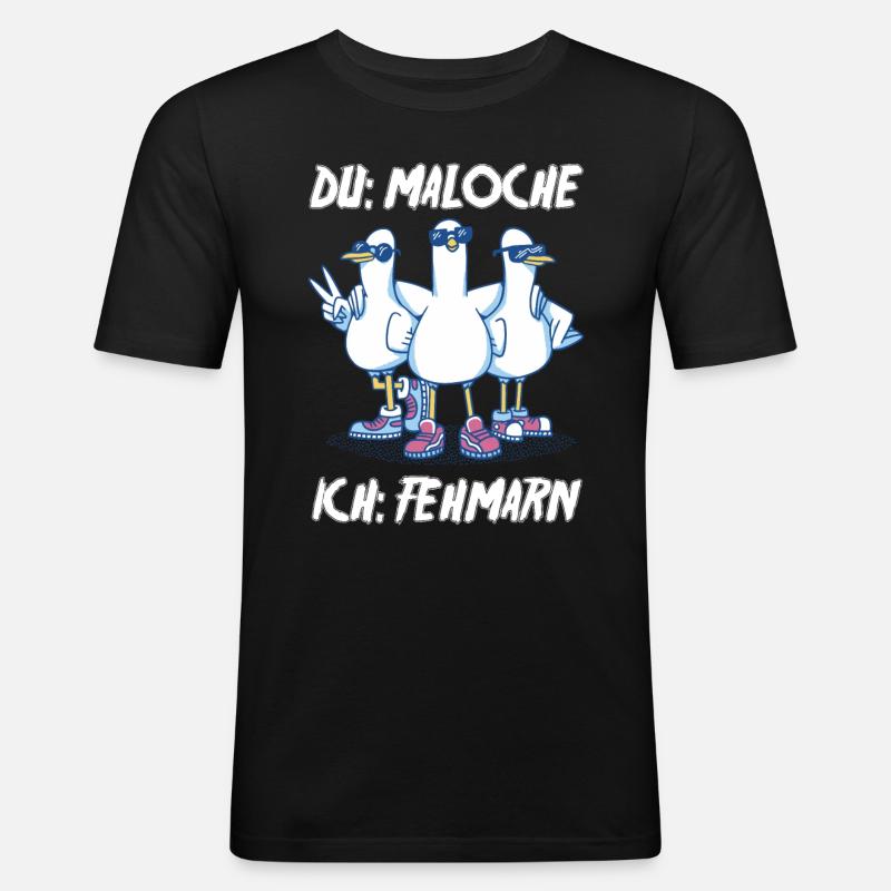 Ostsee Tauben Fehmarn - Männer Slim Fit T-Shirt - Schwarz