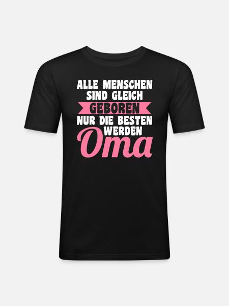 Großmutter Großmama Omi Oma - Männer Slim Fit T-Shirt - Schwarz