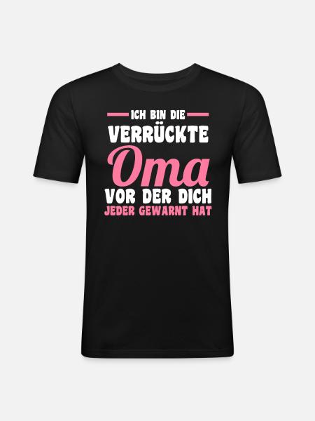 Großmutter Großmama Omi Oma - Männer Slim Fit T-Shirt - Schwarz