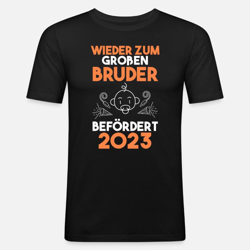 Bruder 2023 Bär Werdender Bruder - Männer Slim Fit T-Shirt - Schwarz