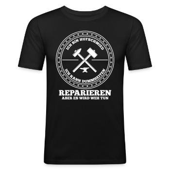 Hufbeschlagschmied Pferdeschmied Hufschmied - Männer Slim Fit T-Shirt - Schwarz - Vorne - Nik (191cm)