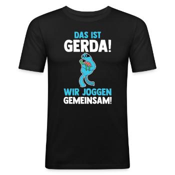C’est Gerda nous courons ensemble Paresseux - T-shirt près du corps Homme - noir - Devant - Nik (191cm)