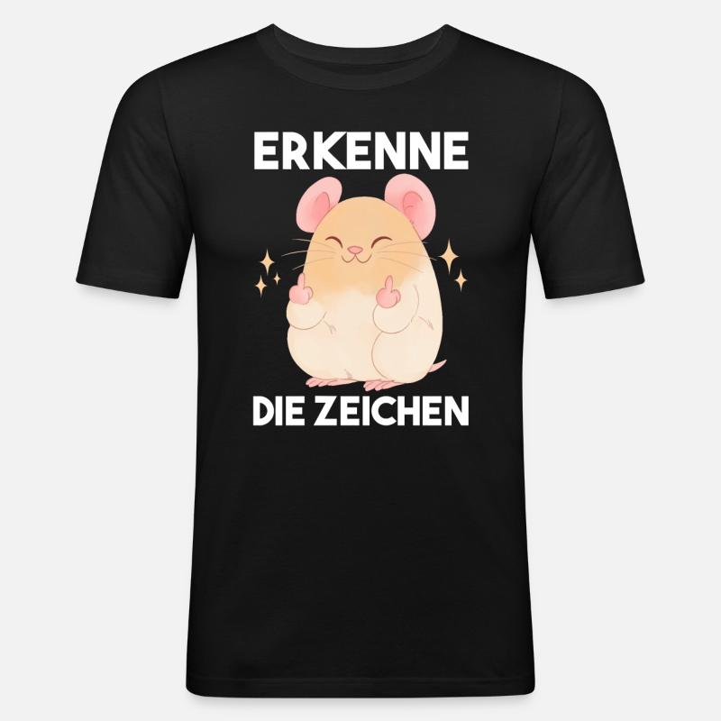Erkenne Die Zeichen Hamster - Männer Slim Fit T-Shirt - Schwarz