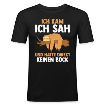 Ich Kam Ich Sah Und Hatte Direkt Keinen Bock Fault - Männer Slim Fit T-Shirt - Schwarz - Vorne - Nik (191cm)