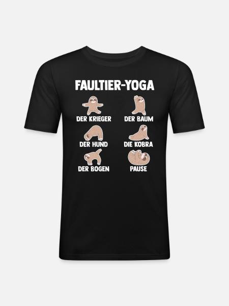 Faultier Yoga - Männer Slim Fit T-Shirt - Schwarz