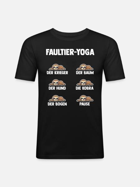 Faultier Yoga - Männer Slim Fit T-Shirt - Schwarz