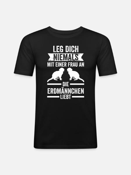 Erdmännchen - Männer Slim Fit T-Shirt - Schwarz