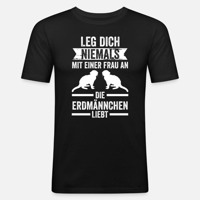 Erdmännchen - Männer Slim Fit T-Shirt - Schwarz