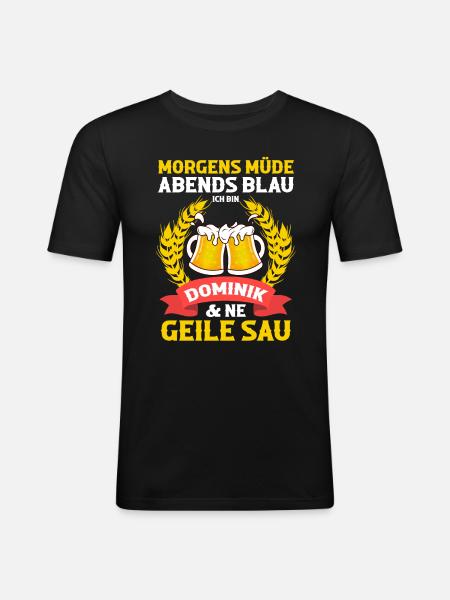 Dominik - Männer Slim Fit T-Shirt - Schwarz