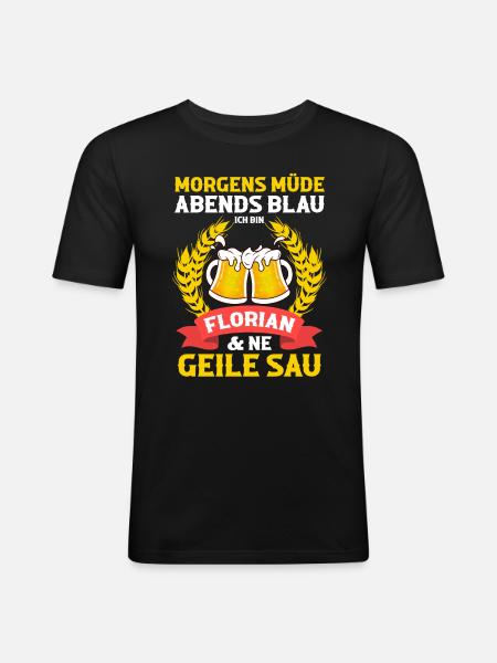 Florian - Männer Slim Fit T-Shirt - Schwarz