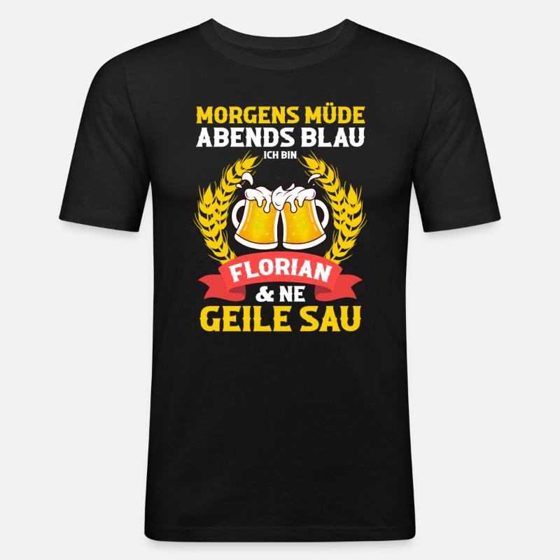 Florian - Männer Slim Fit T-Shirt - Schwarz