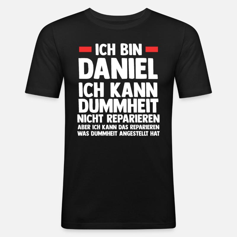 Daniel - Männer Slim Fit T-Shirt - Schwarz