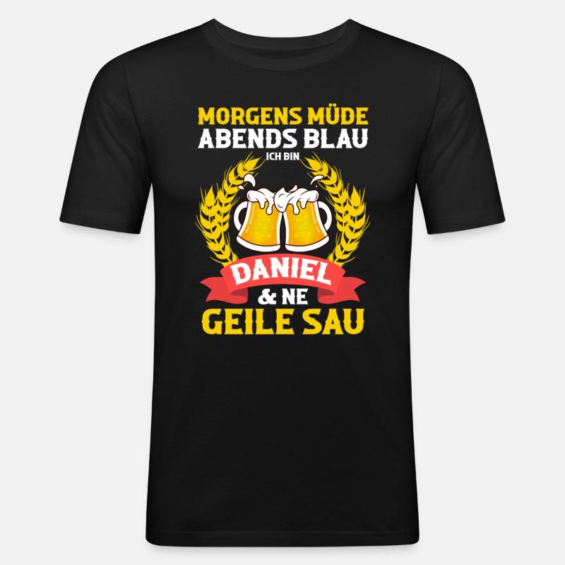 Daniel - Männer Slim Fit T-Shirt - Schwarz
