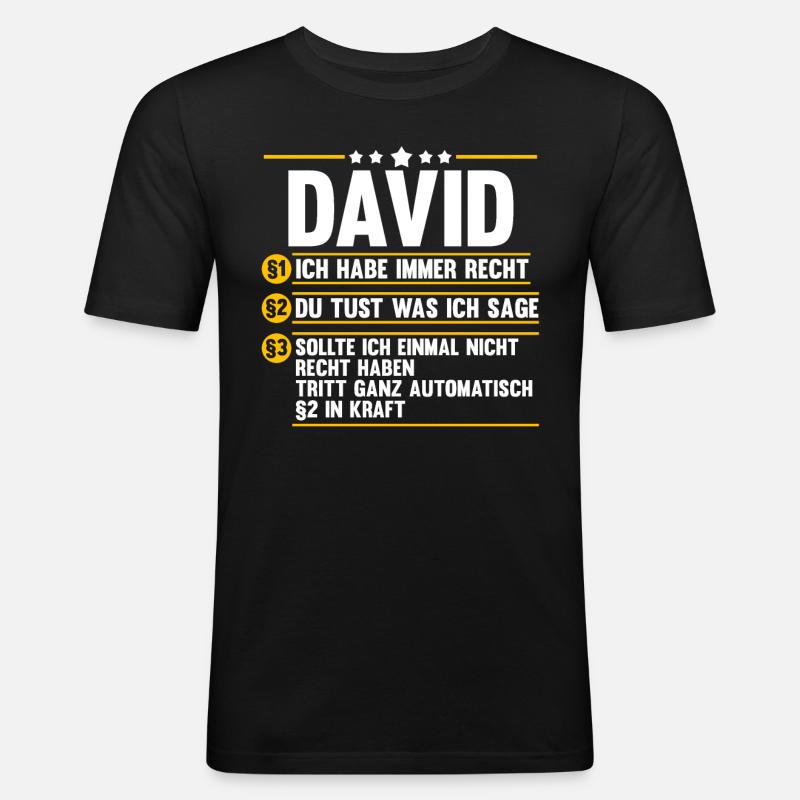 David - Männer Slim Fit T-Shirt - Schwarz
