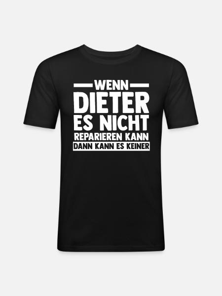 Dieter - Männer Slim Fit T-Shirt - Schwarz
