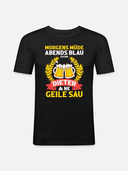 Dieter - Männer Slim Fit T-Shirt - Schwarz