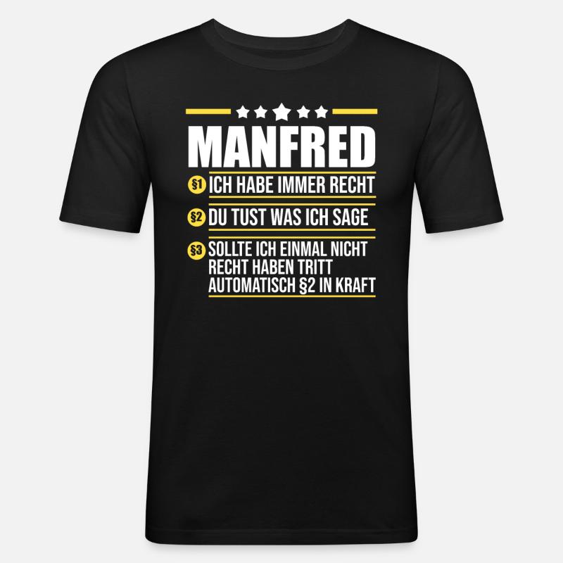 Manfred - Männer Slim Fit T-Shirt - Schwarz