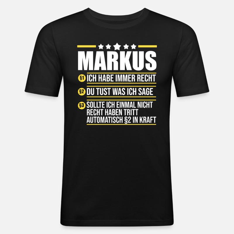 Markus - Männer Slim Fit T-Shirt - Schwarz