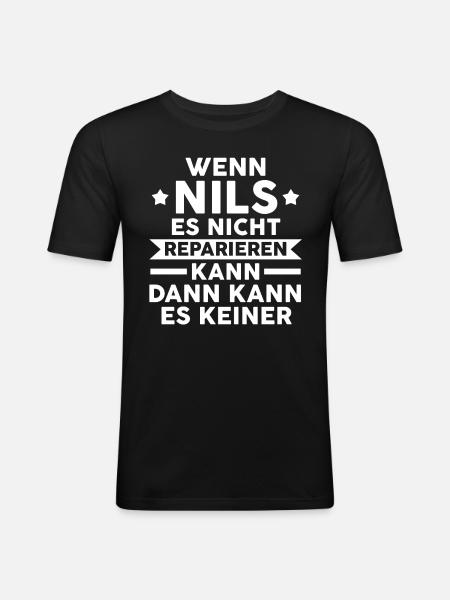 Nils - Männer Slim Fit T-Shirt - Schwarz
