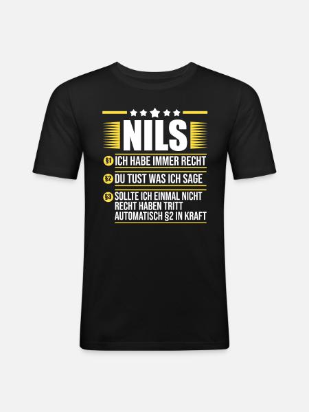 Nils - Männer Slim Fit T-Shirt - Schwarz