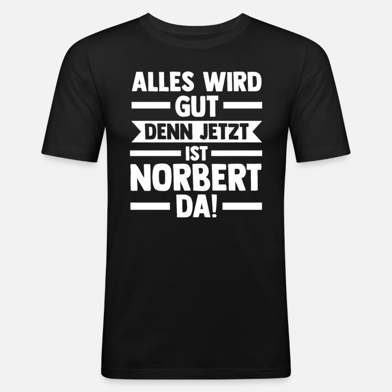 Norbert - Männer Slim Fit T-Shirt - Schwarz