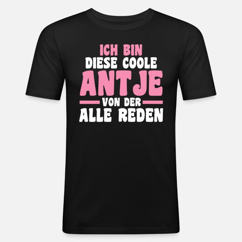 Antje - Männer Slim Fit T-Shirt - Schwarz