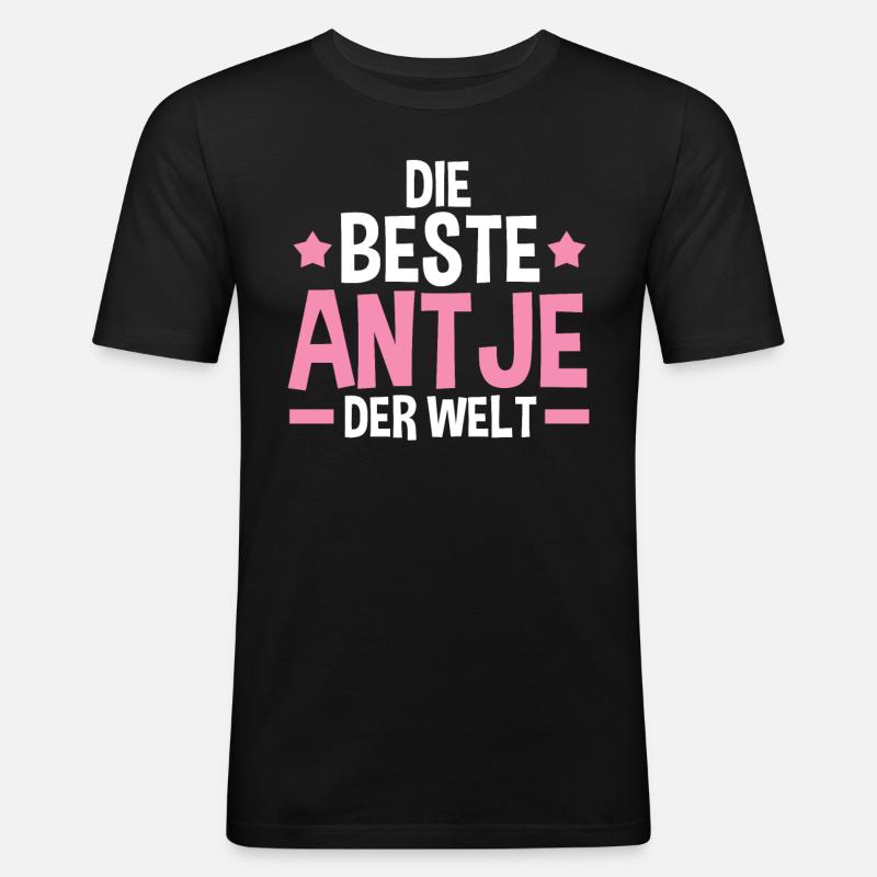 Antje - Männer Slim Fit T-Shirt - Schwarz
