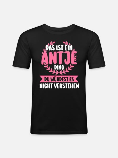 Antje - Männer Slim Fit T-Shirt - Schwarz