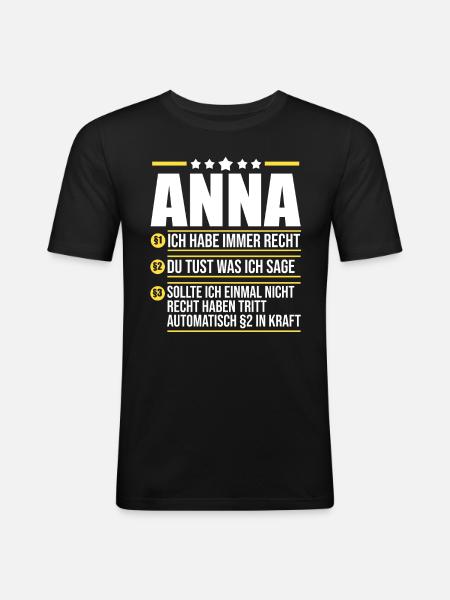 Anna - Männer Slim Fit T-Shirt - Schwarz