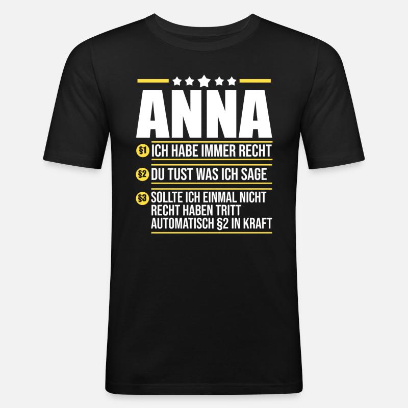 Anna - Männer Slim Fit T-Shirt - Schwarz