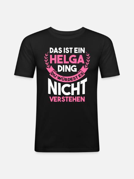 Helga - Männer Slim Fit T-Shirt - Schwarz