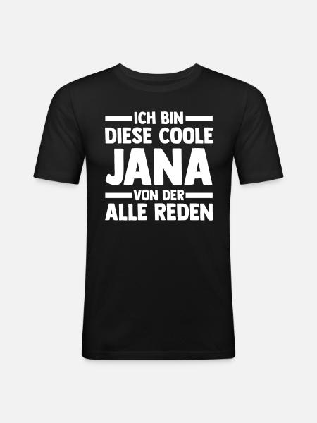 Jana - Männer Slim Fit T-Shirt - Schwarz
