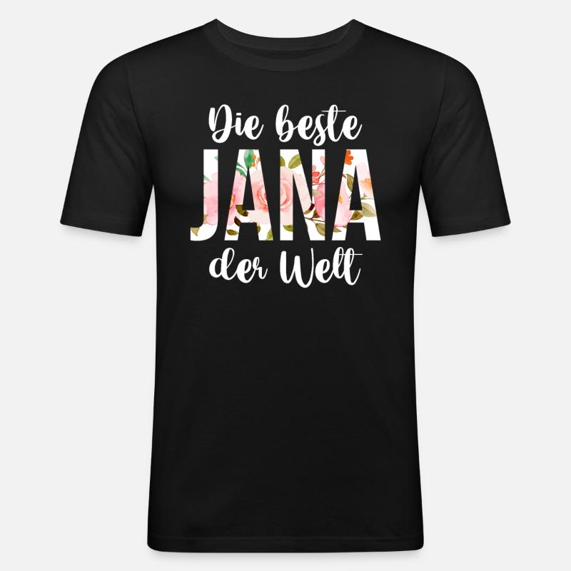 Jana - Männer Slim Fit T-Shirt - Schwarz