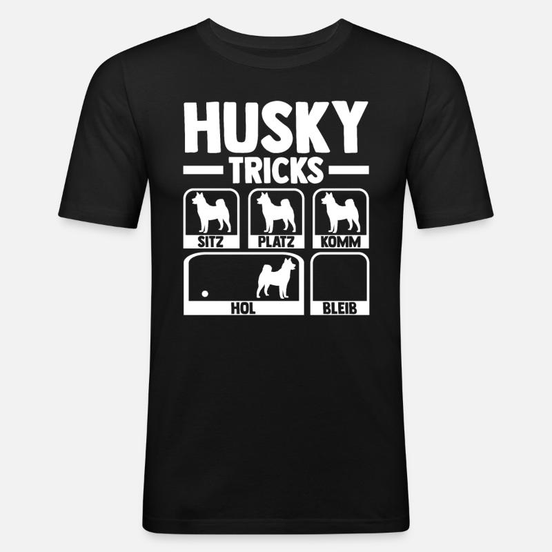 Hund Husky - Männer Slim Fit T-Shirt - Schwarz