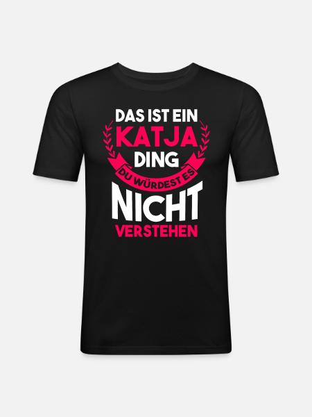 Katja - Männer Slim Fit T-Shirt - Schwarz