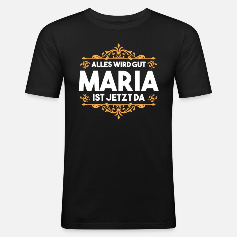 Maria - Männer Slim Fit T-Shirt - Schwarz