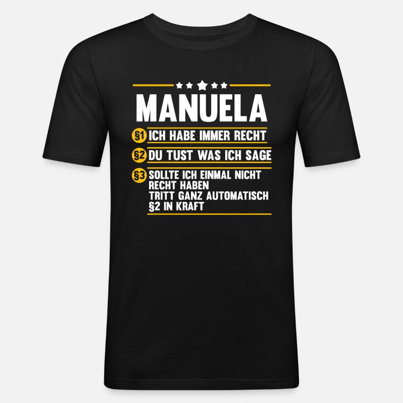Manuela - Männer Slim Fit T-Shirt - Schwarz