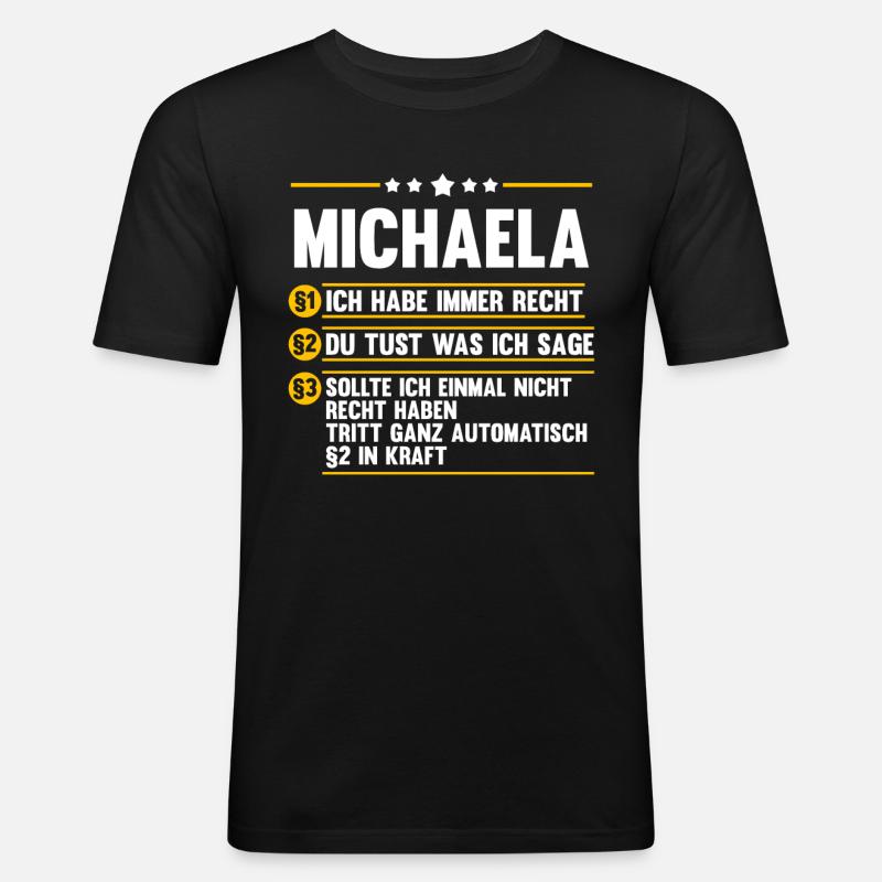 Michaela - Männer Slim Fit T-Shirt - Schwarz