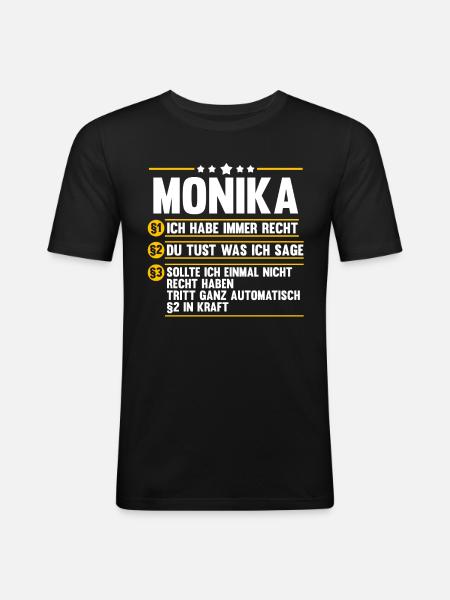 Monika - Männer Slim Fit T-Shirt - Schwarz