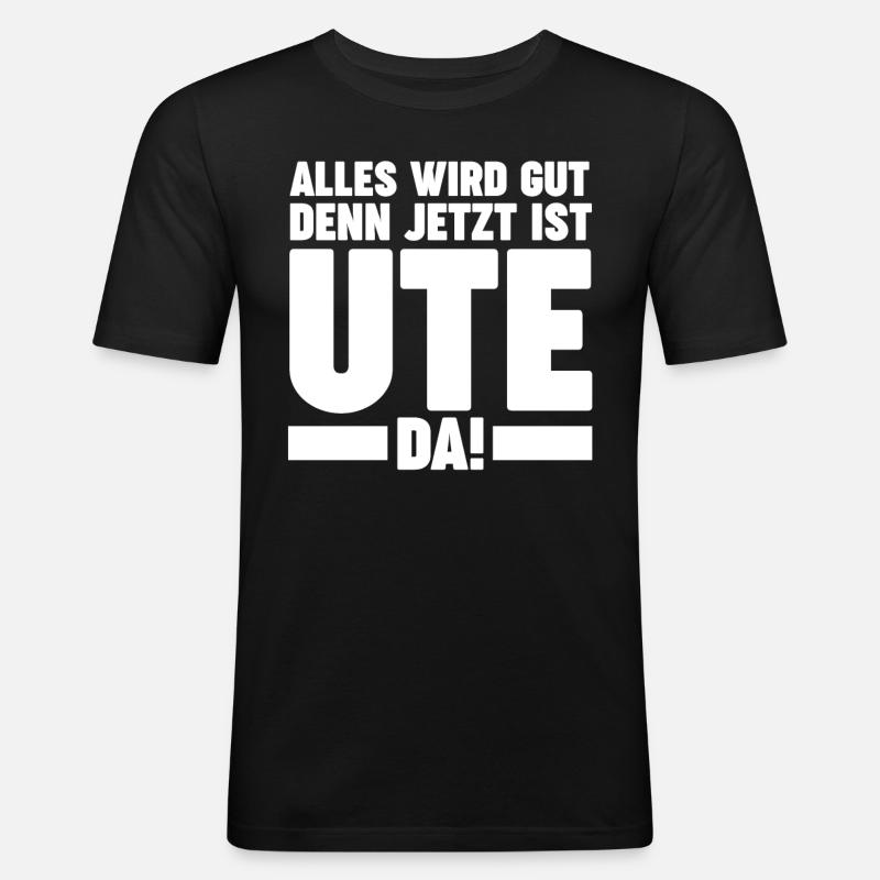 Ute - Männer Slim Fit T-Shirt - Schwarz