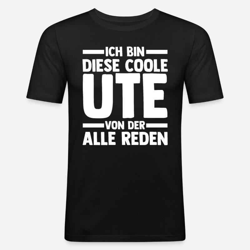 Ute - Männer Slim Fit T-Shirt - Schwarz