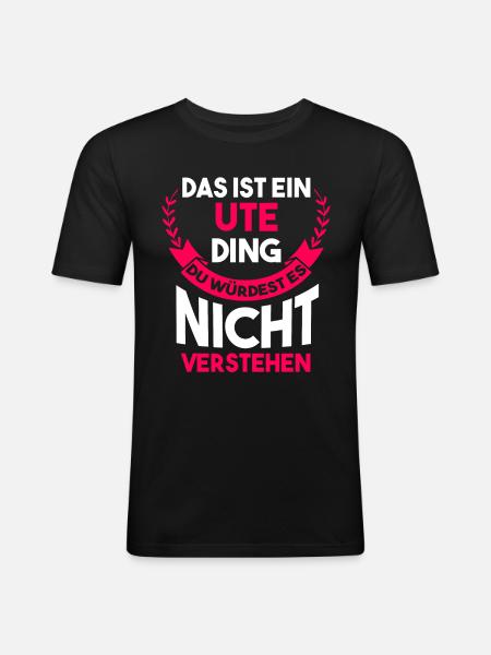 Ute - Männer Slim Fit T-Shirt - Schwarz