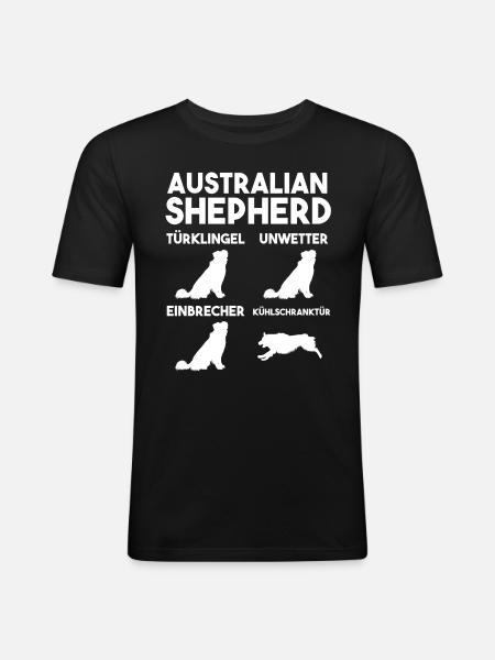 Hund Australian Shepherd - Männer Slim Fit T-Shirt - Schwarz