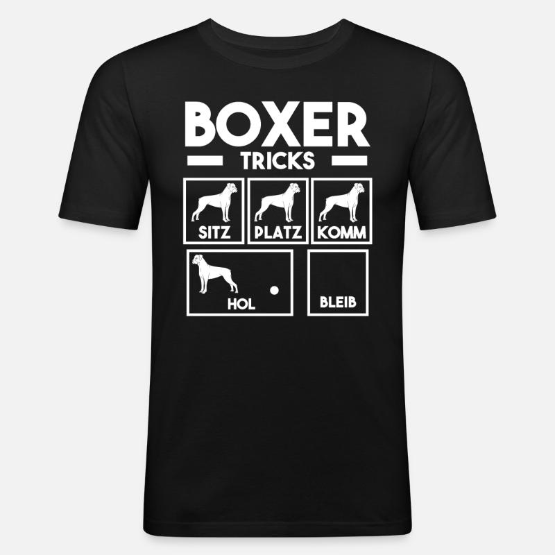 Hund Boxer - Männer Slim Fit T-Shirt - Schwarz