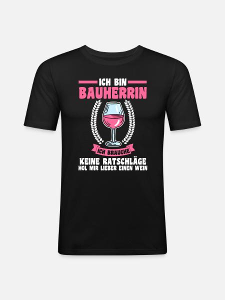 Bier Bauherrin - Männer Slim Fit T-Shirt - Schwarz
