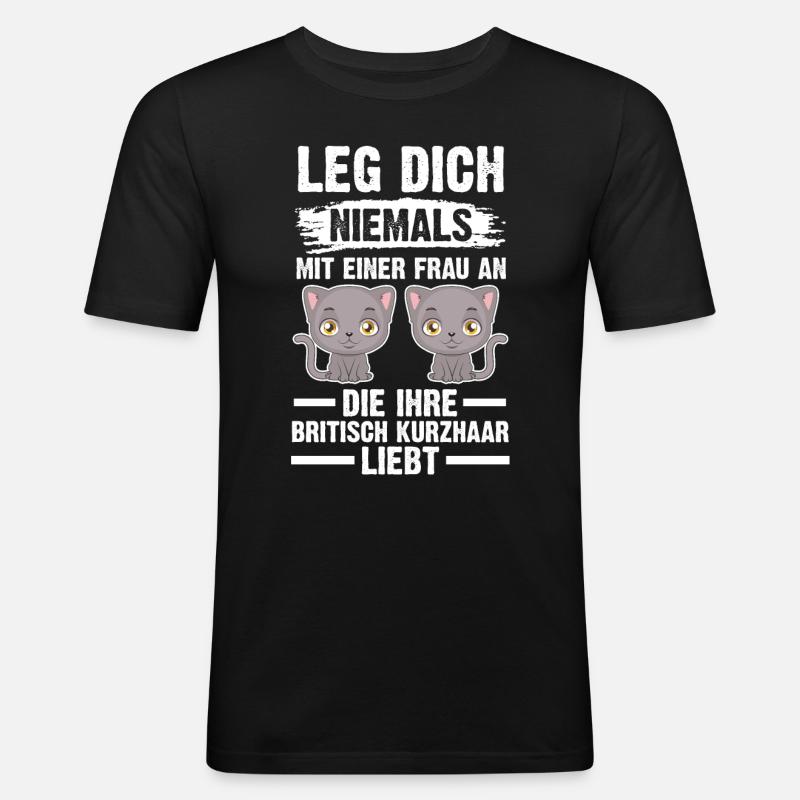 Britisch Kurzhaar Katze - Männer Slim Fit T-Shirt - Schwarz