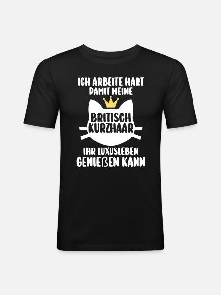 Britisch Kurzhaar Katze - Männer Slim Fit T-Shirt - Schwarz