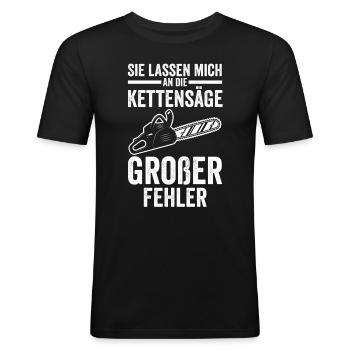 Baumfäller Holzfäller Kettensäge Zimmermann - Männer Slim Fit T-Shirt - Schwarz - Vorne - Nik (191cm)