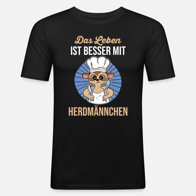 Erdmännchen Herdmännchen - Männer Slim Fit T-Shirt - Schwarz