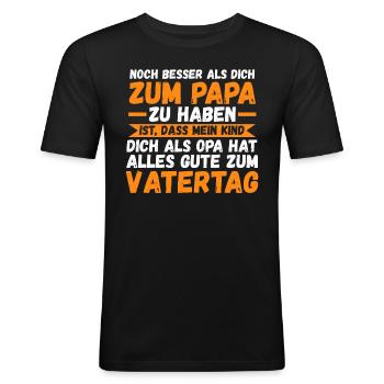 Vater Vatertag Papa - Männer Slim Fit T-Shirt - Schwarz - Vorne - Nik (191cm)
